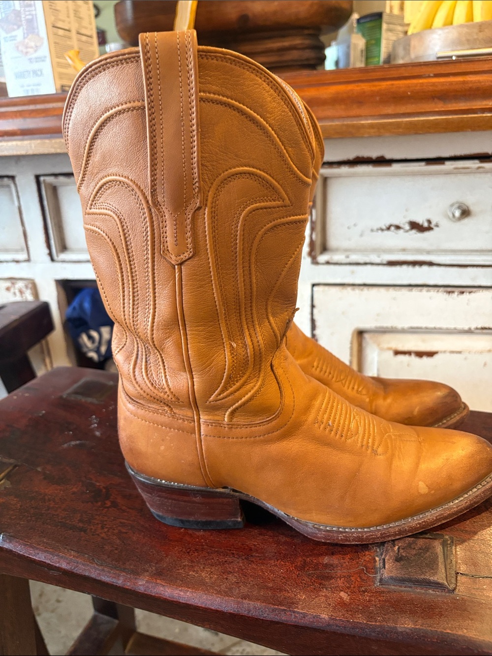 TECOVAS ORIGINAL LEATHER ROPER BOOTS FOR WOMEN COLOR AMBER - BACHESTO